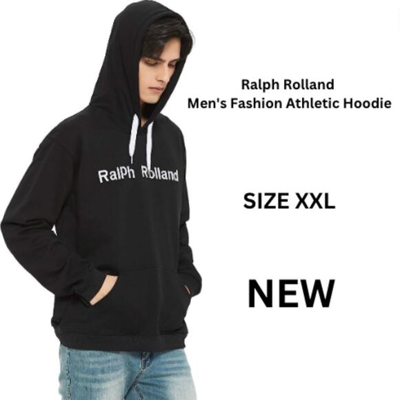 Ralph Rolland Men's Fashion Athletic Hoodies Sport Sweatshirt Solid Black XXL - Picture 1 of 11